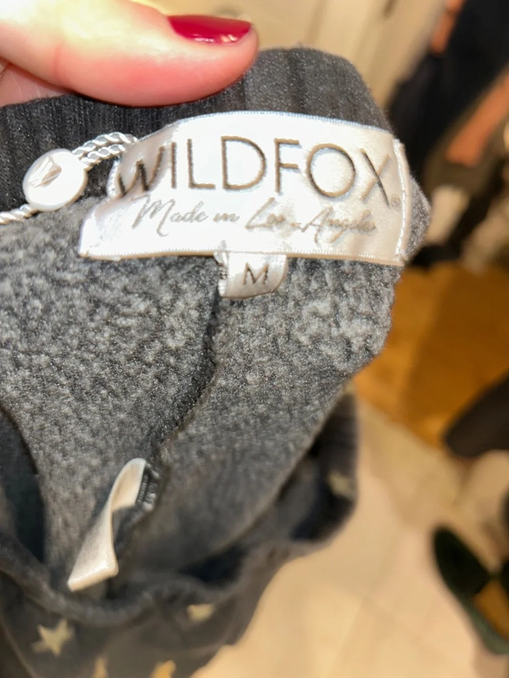 WILDFOX charcoal gray gold star print joggers sweat pants M